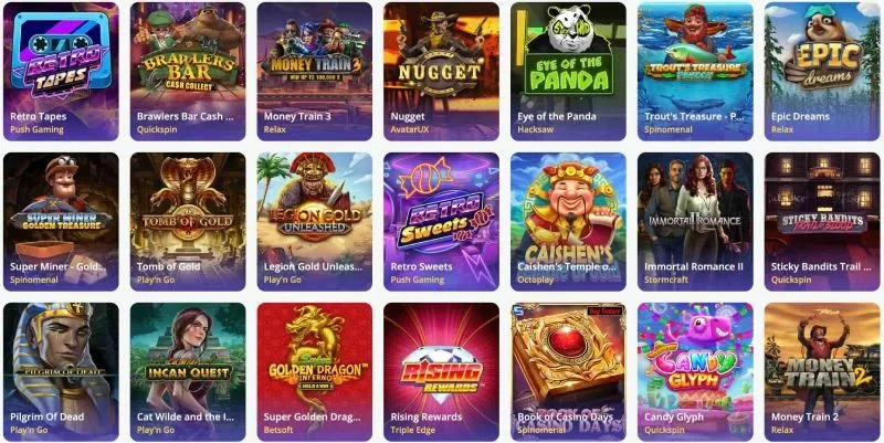 Slot tiles in the Casino Days lobby